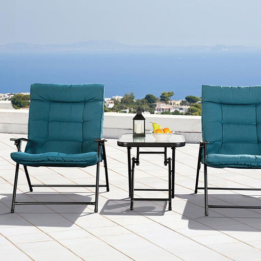 Bastia 3 Pc. Conversation Set Teal & Beige - Casa Morelos / Coahuila Furniture (Oklahoma City, OK)