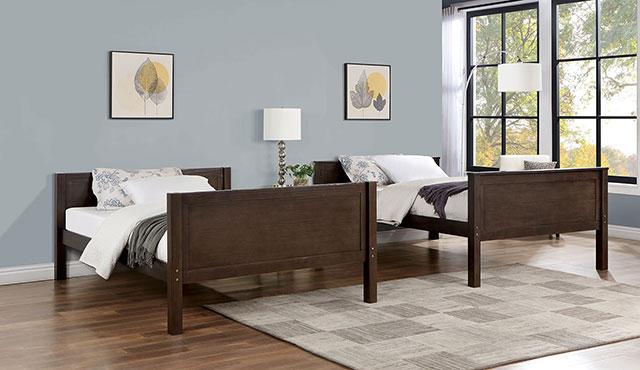 STAMOS Full/Full, Twin/Full, & Twin/twin Bunk Bed, Walnut - Casa Morelos / Coahuila Furniture (Oklahoma City, OK)