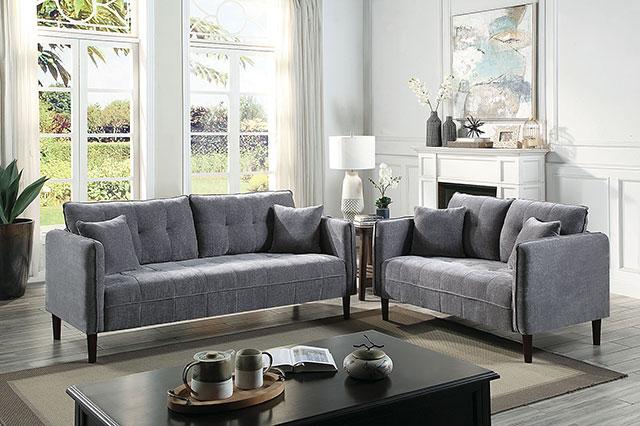 LYNDA Loveseat w/ Pillows, Dark Gray - Casa Morelos / Coahuila Furniture (Oklahoma City, OK)
