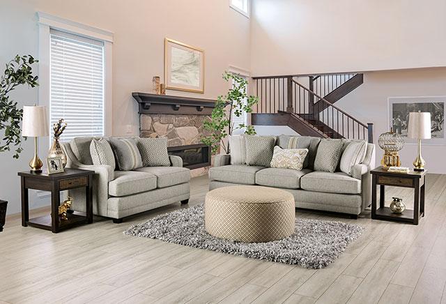STEPHNEY Loveseat, Gray/Gold - Casa Morelos / Coahuila Furniture (Oklahoma City, OK)