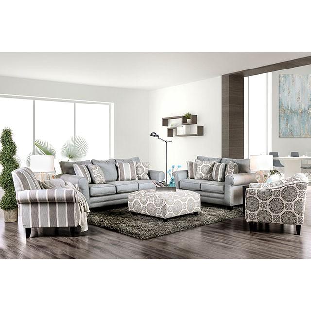 Misty Blue/Gray Stripe Chair - Casa Morelos / Coahuila Furniture (Oklahoma City, OK)