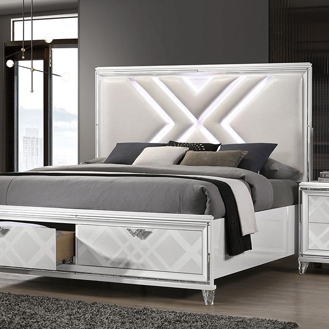 Emmeline Bed Silver & White - Casa Morelos / Coahuila Furniture (Oklahoma City, OK)