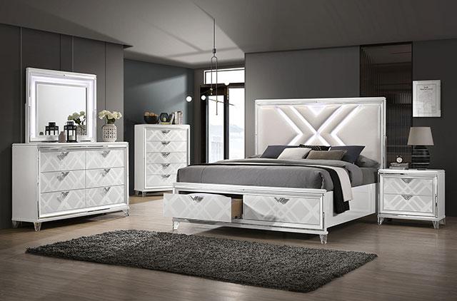 EMMELINE Mirror w/ LED Lights, White - Casa Morelos / Coahuila Furniture (Oklahoma City, OK)