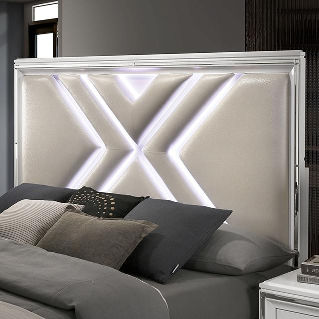Emmeline Bed Silver & White - Casa Morelos / Coahuila Furniture (Oklahoma City, OK)