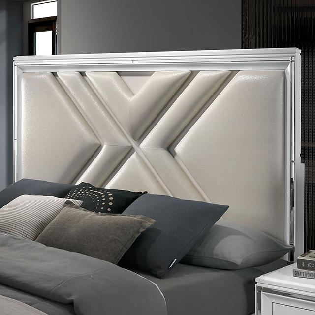 Emmeline Bed Silver & White - Casa Morelos / Coahuila Furniture (Oklahoma City, OK)
