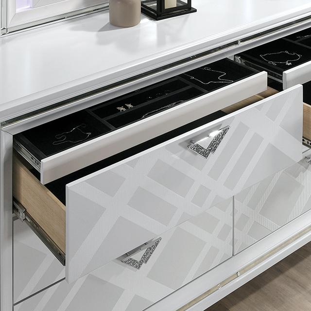 Emmeline Bed Silver & White - Casa Morelos / Coahuila Furniture (Oklahoma City, OK)