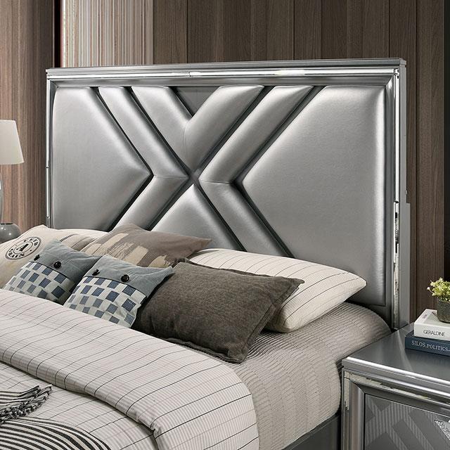 Emmeline Bed Silver & White - Casa Morelos / Coahuila Furniture (Oklahoma City, OK)