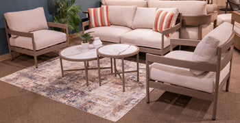 Bluff Trail Outdoor Love/Chairs/Tables Set (Set of 5) - Casa Morelos / Coahuila Furniture (Oklahoma City, OK)