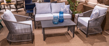 Bridges Beach Outdoor Love/Chairs/Table Set (Set of 4) - Casa Morelos / Coahuila Furniture (Oklahoma City, OK)