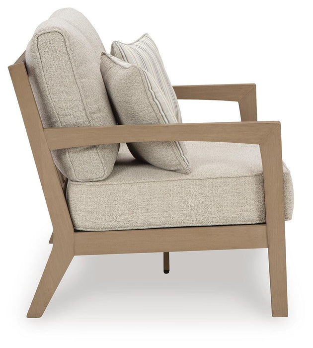 Hallow Creek Outdoor Loveseat with Cushion - Casa Morelos / Coahuila Furniture (Oklahoma City, OK)