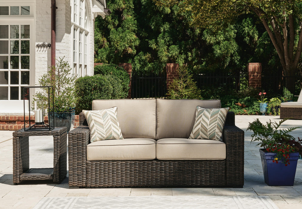 Coastline Bay Outdoor Loveseat with Cushion - Casa Morelos / Coahuila Furniture (Oklahoma City, OK)
