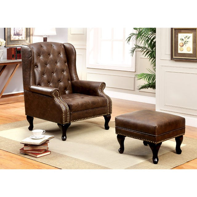 VAUGH Rustic Brown Accent Chair - Casa Morelos / Coahuila Furniture (Oklahoma City, OK)