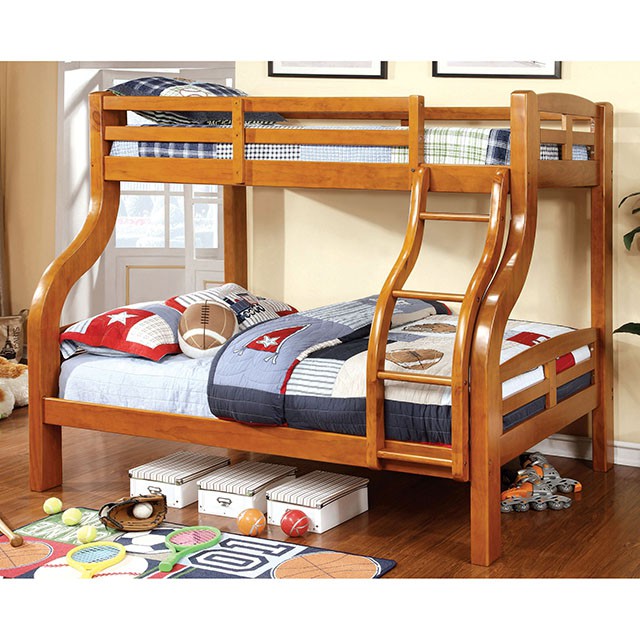 SOLPINE Gray & Oak Twin/Full Bunk Bed - Casa Morelos / Coahuila Furniture (Oklahoma City, OK)