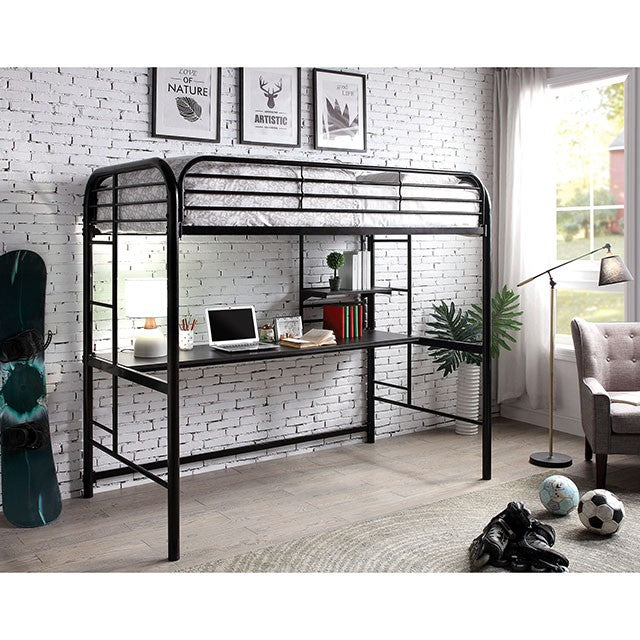 Opal Iii Black & Silver Twin Loft Bed - Casa Morelos / Coahuila Furniture (Oklahoma City, OK)