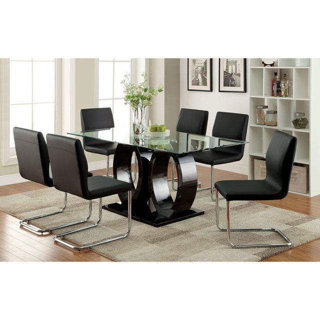 Lodia 7 Pc Dining Table Set Black - Casa Morelos / Coahuila Furniture (Oklahoma City, OK)