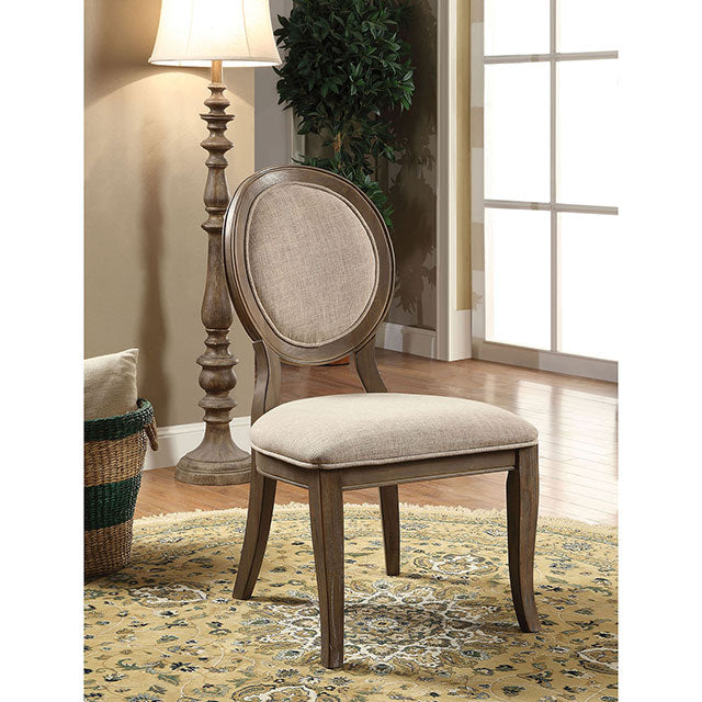 Kathryn Rustic Dark Oak/Beige Side Chair (2/CTN) - Casa Morelos / Coahuila Furniture (Oklahoma City, OK)