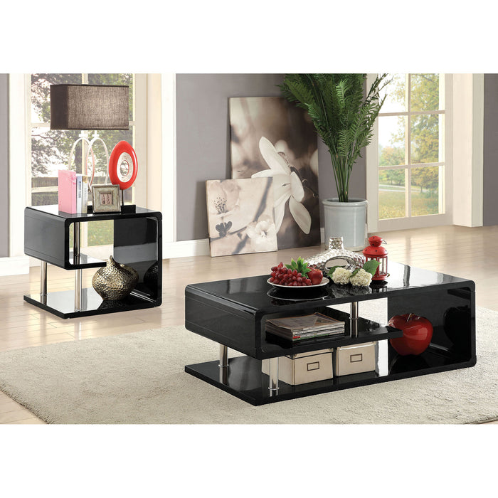 Ninove Black/Chrome End Table - Casa Morelos / Coahuila Furniture (Oklahoma City, OK)