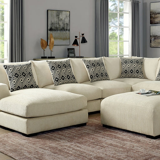 Kaylee U-Sectional w/ Left Chaise + Ottoman Beige - Casa Morelos / Coahuila Furniture (Oklahoma City, OK)