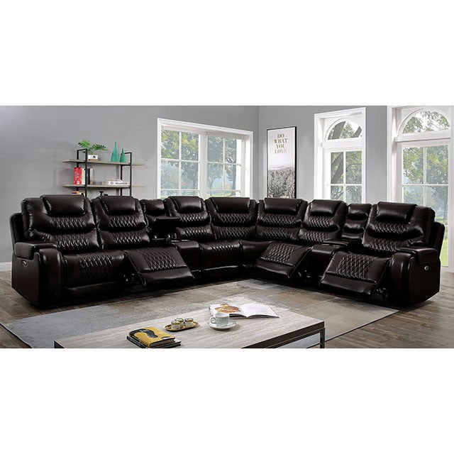 Mariah Power Sectional w/ Recliner Brown - Casa Morelos / Coahuila Furniture (Oklahoma City, OK)