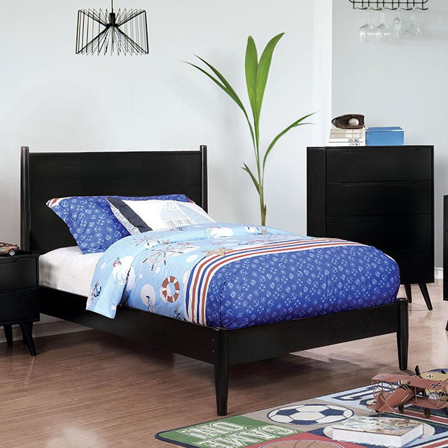 Lennart Bed Oak, Black, Gray, & White - Casa Morelos / Coahuila Furniture (Oklahoma City, OK)