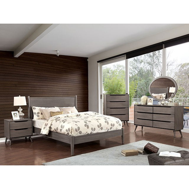Lennart Bed Oak, Black, Gray, & White - Casa Morelos / Coahuila Furniture (Oklahoma City, OK)
