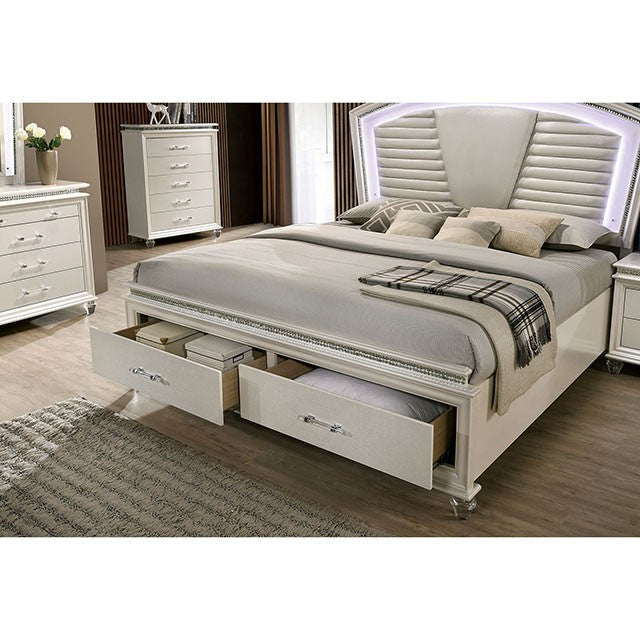 Maddie Bed White & Silver - Casa Morelos / Coahuila Furniture (Oklahoma City, OK)