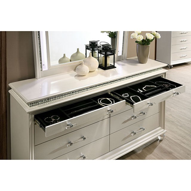 Maddie Bed White & Silver - Casa Morelos / Coahuila Furniture (Oklahoma City, OK)