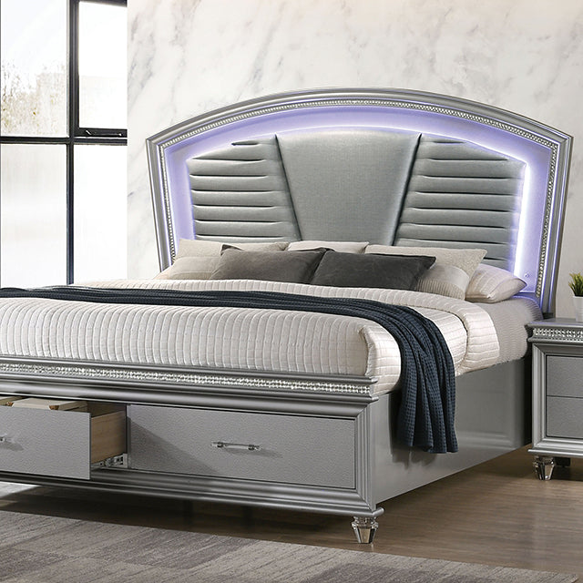 Maddie Bed White & Silver - Casa Morelos / Coahuila Furniture (Oklahoma City, OK)