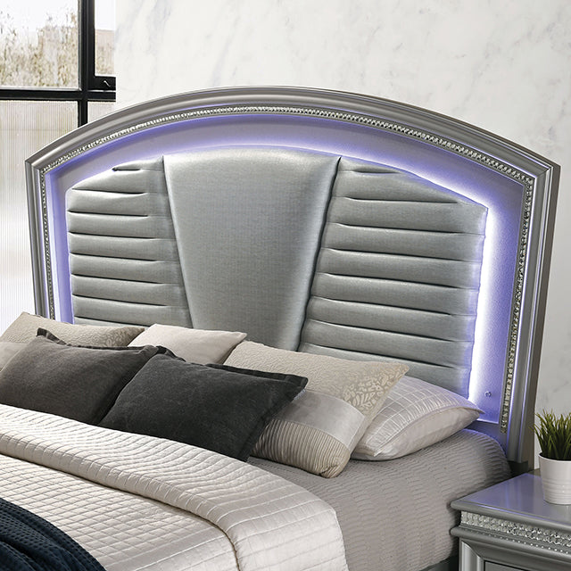 Maddie Bed White & Silver - Casa Morelos / Coahuila Furniture (Oklahoma City, OK)