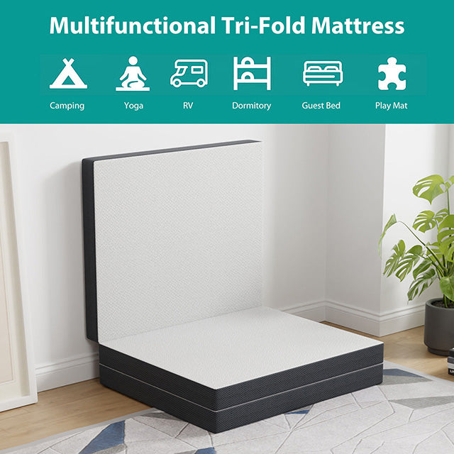 Hollyhock 4" Queen Tri-Fold Memory Foam Topper - Casa Morelos / Coahuila Furniture (Oklahoma City, OK)