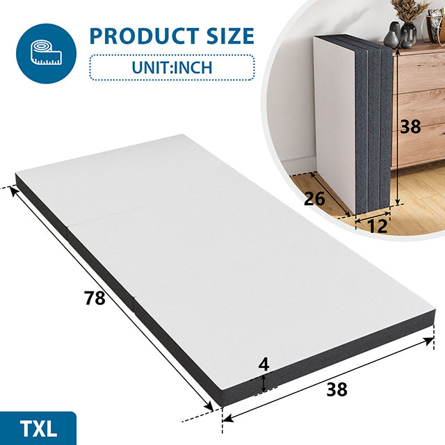 Hollyhock 4" Twin XL Tri-Fold Memory Foam Topper - Casa Morelos / Coahuila Furniture (Oklahoma City, OK)