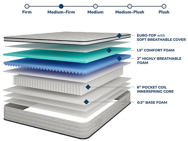 Salvia 12" Queen Hybrid Pocket Coil Mattress - Casa Morelos / Coahuila Furniture (Oklahoma City, OK)