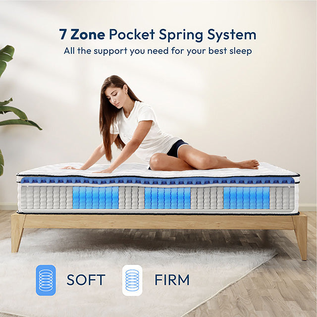 Salvia 12" Queen Hybrid Pocket Coil Mattress - Casa Morelos / Coahuila Furniture (Oklahoma City, OK)
