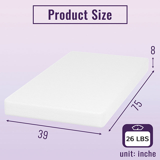 Nasturtium 8" Twin Bamboo Charcoal Infused Memory Foam - Casa Morelos / Coahuila Furniture (Oklahoma City, OK)