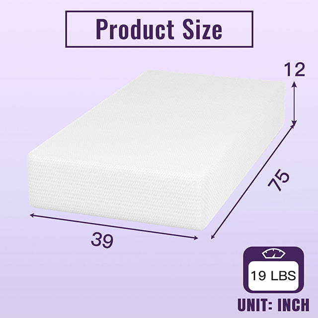 Nasturtium 12" Twin Bamboo Charcoal Infused Memory Foam - Casa Morelos / Coahuila Furniture (Oklahoma City, OK)