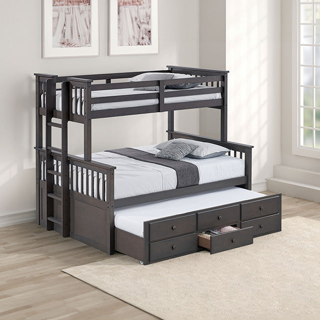 University Twin/Full Bunk Bed Grey, Walnut, & White - Casa Morelos / Coahuila Furniture (Oklahoma City, OK)