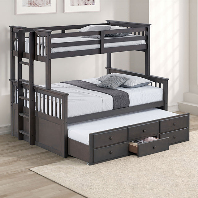 University Twin/Full Bunk Bed Grey, Walnut, & White - Casa Morelos / Coahuila Furniture (Oklahoma City, OK)