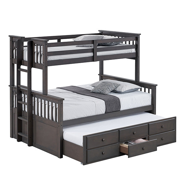 University Twin/Full Bunk Bed Grey, Walnut, & White - Casa Morelos / Coahuila Furniture (Oklahoma City, OK)