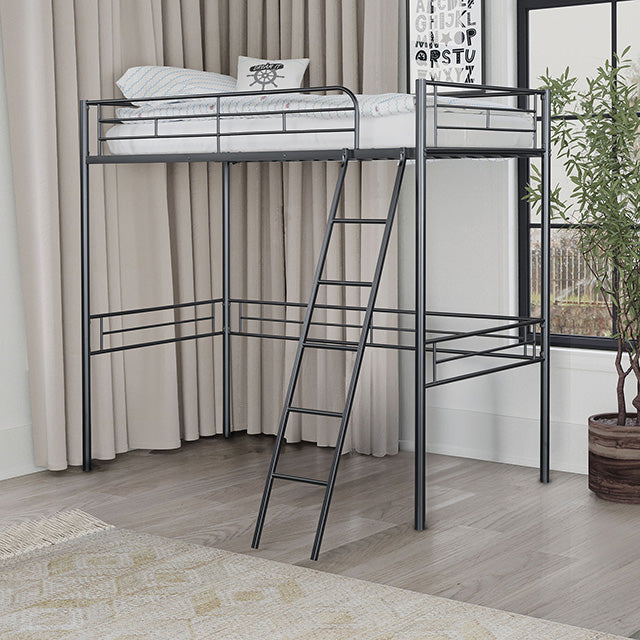 Myles Twin Loft Bed White, Silver & Black - Casa Morelos / Coahuila Furniture (Oklahoma City, OK)