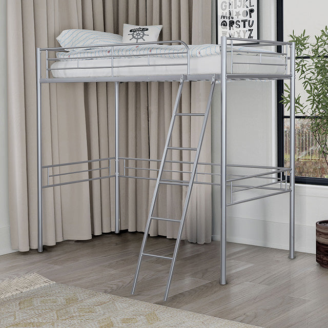 Myles Twin Loft Bed White, Silver & Black - Casa Morelos / Coahuila Furniture (Oklahoma City, OK)