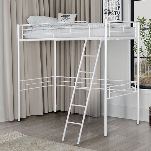 Myles Twin Loft Bed White, Silver & Black - Casa Morelos / Coahuila Furniture (Oklahoma City, OK)