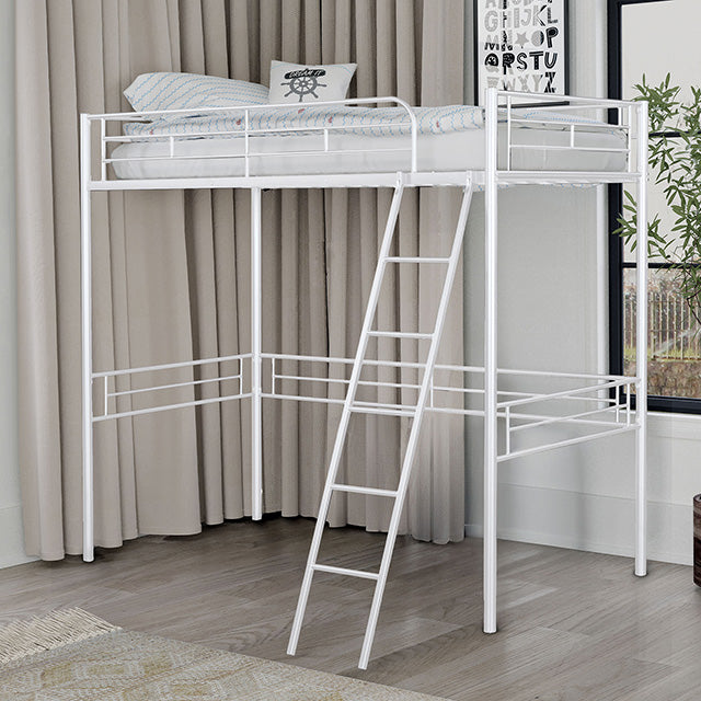 Myles Twin Loft Bed White, Silver & Black - Casa Morelos / Coahuila Furniture (Oklahoma City, OK)