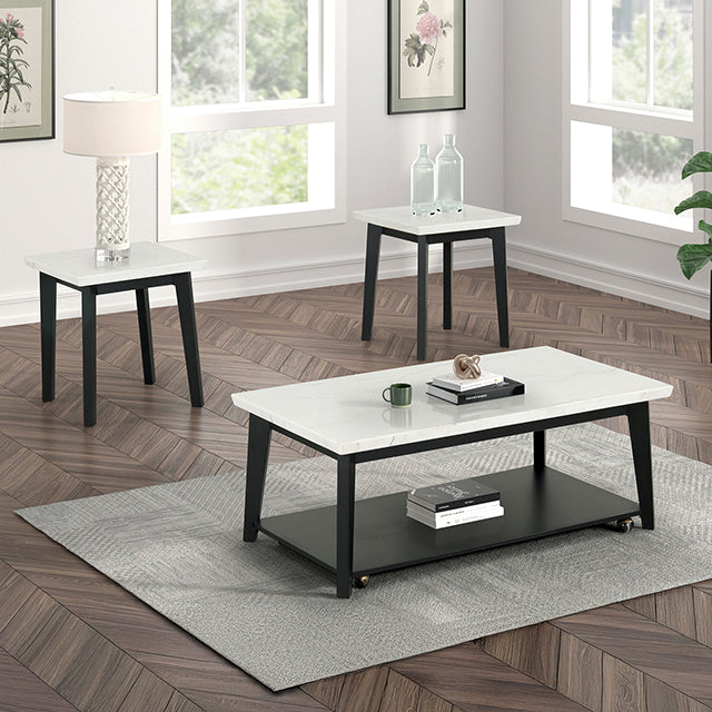 Thisted Rectangle Marble Coffee Table w/ Casters - Casa Morelos / Coahuila Furniture (Oklahoma City, OK)