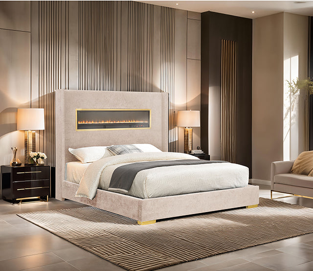 Danvers Bed Beige, Black, & Grey - Casa Morelos / Coahuila Furniture (Oklahoma City, OK)