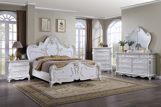 Ventresca E.King & Queen Bed White & Chrome - Casa Morelos / Coahuila Furniture (Oklahoma City, OK)