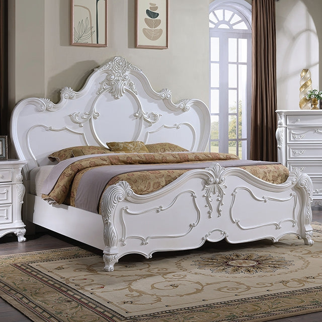 Roselli E.King & Queen Bed White & Chrome - Casa Morelos / Coahuila Furniture (Oklahoma City, OK)