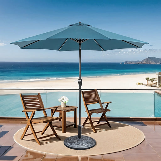 Soli 9' Outdoor Umbrella w/ Auto Tilt + 21" Round Base - Casa Morelos / Coahuila Furniture (Oklahoma City, OK)