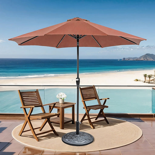 Soli 9' Outdoor Umbrella w/ Auto Tilt + 21" Round Base - Casa Morelos / Coahuila Furniture (Oklahoma City, OK)
