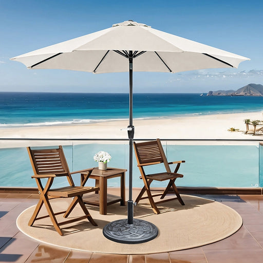 Soli 9' Outdoor Umbrella w/ Auto Tilt + 21" Round Base - Casa Morelos / Coahuila Furniture (Oklahoma City, OK)