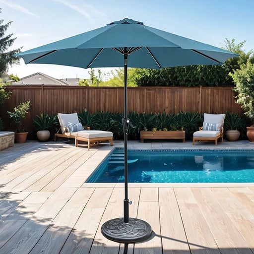 Tano 9' Outdoor Umbrella + 21" Round Base - Casa Morelos / Coahuila Furniture (Oklahoma City, OK)